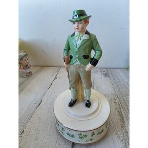 Schmidt vintage St Patrick's Day music box danny boy leprechaun spring green